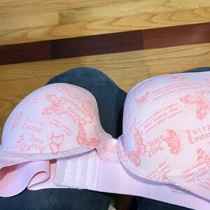 Juicy Couture Light Pink Script and Butterfly Bra